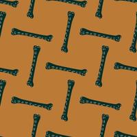 Scrapbook creative seamless pattern with cartoon dark grey bones silhouettes. Light brown background. vector