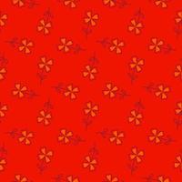 Decorative seamless pattern in geometric style with orange four-leaf clover shapes. Red background. vector