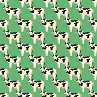 Seamless pattern cow on bright green background. Texture of farm animals for any purpose. vector