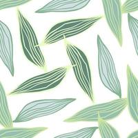 Spring random line leaves pattern on white background. vector