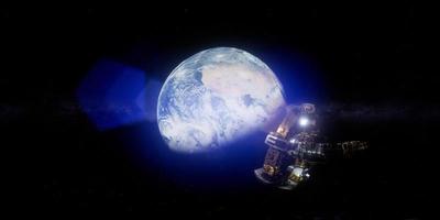 internationell rymdstation som kretsar runt jorden i virtuell verklighet video