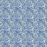 Seamless pattern with daisy flower silhouettes in navy blue tones. Floral simple stylized artwork. vector
