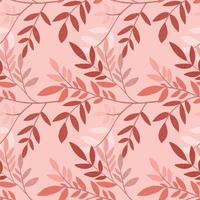 Tree branches seamless pattern. Red leaves silhouette wallpaper. Decorative twigs. Nature background. vector