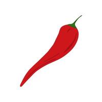 Red chilli in doodle style isolated on white background. Hand drawn cayenne pepper vegetable. vector