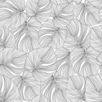 Monochrome monstera leaves seamless pattern. Tropical pattern, vector