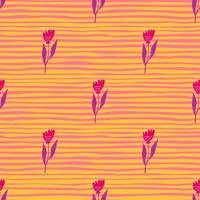 Small wildflower seamless pattern on stripe background. vector