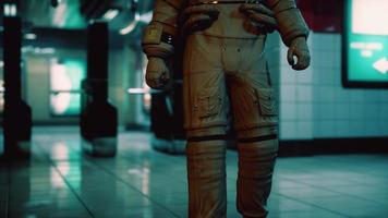 Astronaut at underground metro subway video