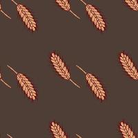 Wheat seamless pattern. Cereal crop sketch. vector