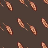 Wheat seamless pattern. Cereal crop sketch. vector