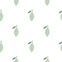 patrón aislado sin fisuras con siluetas de limón en estilo minimalista. telón de fondo de frutas de color verde pálido. vector