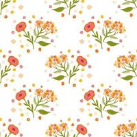 Seamless pattern with botanic yarrow flowers ornament isolated on white background. vector