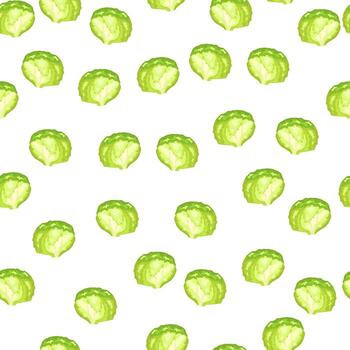 Seamless pattern iceberg salad on white background. Simple ornament with lettuce. vector