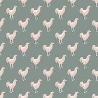 Seamless pattern of rooster. Domestic animals on colorful background. Vector illustration for textile.