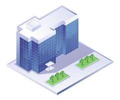 View of office building isometric illustration vector