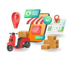 Isometric illustration concept. online shopping e-commerce delivery vector