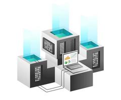 Isometric illustration concept. Server data analysis vector