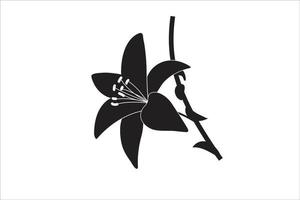 Flower silhouette black and white. flower icon vector