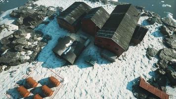 arial view of antarctic base and scientific research station video