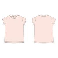 Childrens technical sketch tee shirt isolated on white background. Pink t-shirt blank template vector illustration