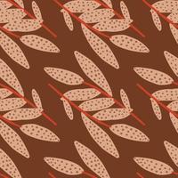 Hand drawn autumn branches with leaves seamless pattern. Decorative foliage ornament backdrop. Leaf endless wallpaper. vector