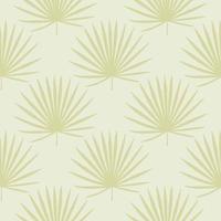 Tropical seamless pastel pattern with yellow fan palm leafs. Light background with simple botanic ornament. vector