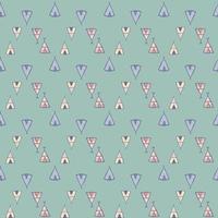 Geometric teepee seamless pattern on green background. Native style. Tribal wallpaper. vector