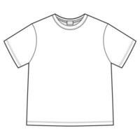 Technical sketch blank unisex t shirt isolated. Apparel t-shirt CAD design template vector