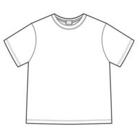 Technical sketch blank unisex t shirt isolated. Apparel t-shirt CAD design template vector