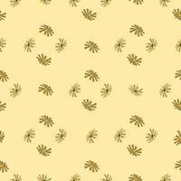 Geometric style seamless pattern with abstract doodle palm licuala tropic leaves. Pastel beige background. vector
