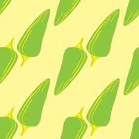 Green bell pepper seamless pattern on yellow background. vector