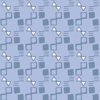 Hand drawn seamless doodle pattern with geometric elements. Blue palette print. Simple backdrop. vector
