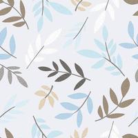 Elegant forest leaves and brances seamless pattern in Scandinavian style. Floral endless wallpaper. vector