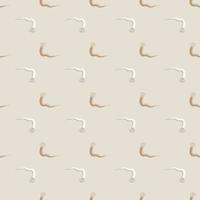 Nature decorative seamless pattern with doodle snakes elements. Light grey background. Simple print. vector
