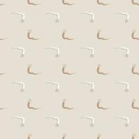 Nature decorative seamless pattern with doodle snakes elements. Light grey background. Simple print. vector