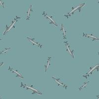 patrón sin costuras de tiburón de arrecife en estilo escandinavo. fondo de animales marinos. ilustración vectorial para niños textil divertido. vector