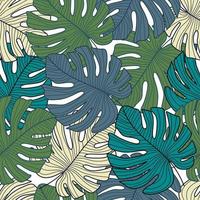 Tropical pattern, botanical leaf seamless pattern. Green monstera leaves backdrop. vector