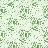 Sketch tropical leaves semless pattern. Tropic leaf on dots background. vector