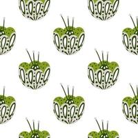 patrón botánico aislado sin fisuras con adorno de capullo de flor popular verde brillante. impresión contorneada. vector