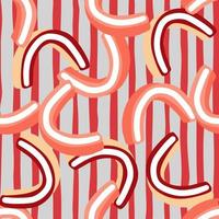 Abstract random seamless pattern with outline jelly candy backdrop. Striped red and grey background. vector