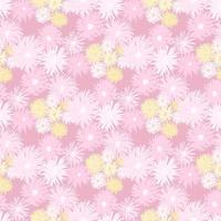 Little chrysanthemum figures seamless random pattern. Pastel lilac background with light, yellow and pink elements. vector