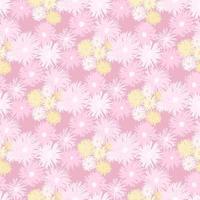 Little chrysanthemum figures seamless random pattern. Pastel lilac background with light, yellow and pink elements. vector