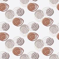 Abstract spirals seamless pattern on white background. Circle shape backdrop. Hand drawn retro style vector wallpaper.