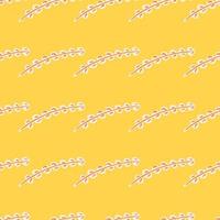Abstract botanic ocean nature pattern with simple seaweed print. Bright yellow background. Doodle design. vector