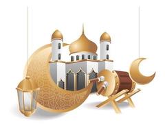 Mosque in the month of Ramadan kareem concept illustration vector