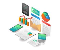 Illustration isometric concept. business company analyst data account vector