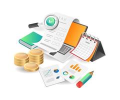 ilustración concepto isométrico. vencimiento datos contabilidad fiscal análisis negocio inversión empresa vector