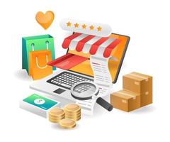 Illustration isometric concept. list of online shopping payment data via transfer vector