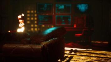 sci fi futuristic interior with neon lights video