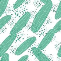 Cucumber seamless pattern on grunge background. Doodle cucumbers vegetable backdrop. vector