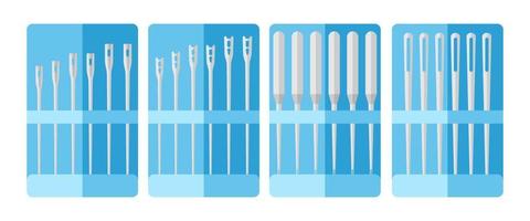 Set needle for sewing on white background. Kit for tailoring. vector